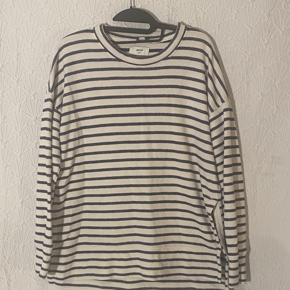 Aerie Navy and White Striped Top Oversized XS CABINCORE Fun Flirting Boat Beach